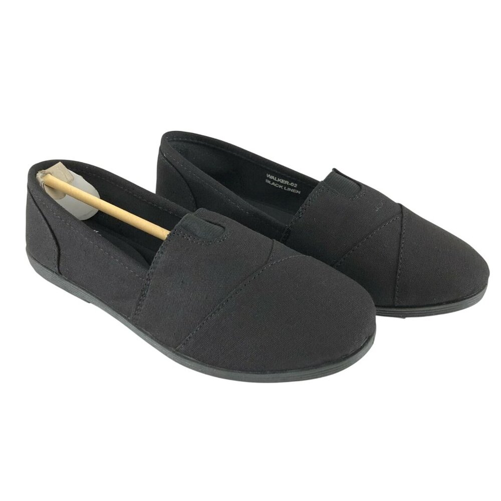 Daily Shoes Womens Canvas Flats Espadrilles Comfy Cushion Black Slip On Size 5.5